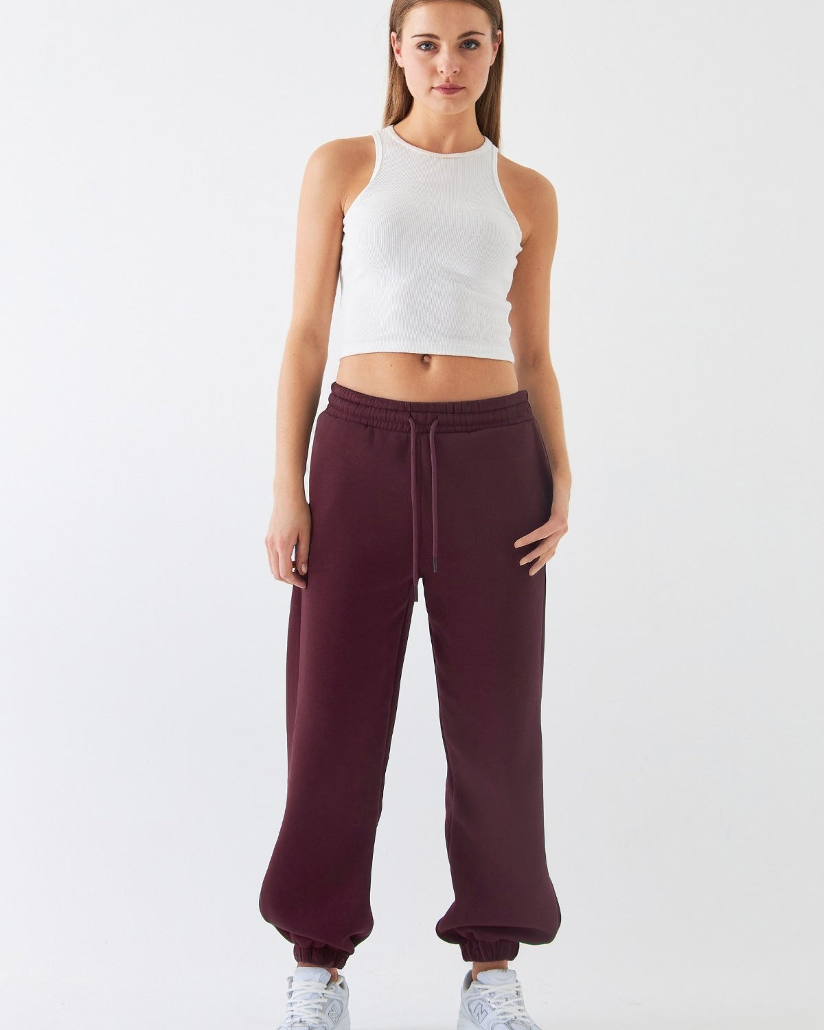 Oversize Unisex Eşofman Altı Bordo – 3 İplik Şardonlu, Paça-Bel Lastikli, Cepli, Modern Rahat Kesim