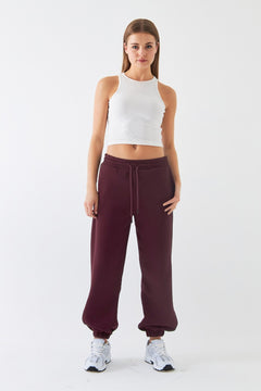 Oversize Unisex Eşofman Altı Bordo – 3 İplik Şardonlu, Paça-Bel Lastikli, Cepli, Modern Rahat Kesim