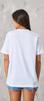 Disko Topu Tasarım Baskılı Beyaz Kadın T-shirt