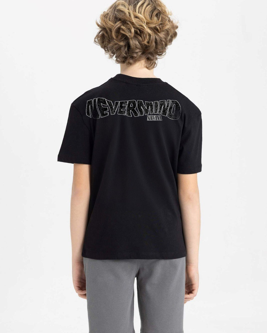 Nevermind Nirvana Yazılı Smile Tasarım Baskılı Siyah Çocuk T-Shirt