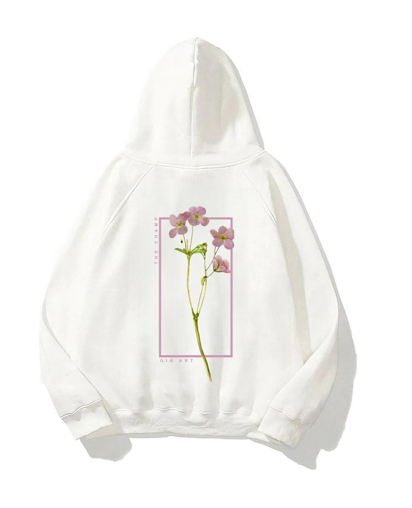 Kapüşonlu İçi Polar Flowers Baskılı Beyaz Unisex Hoodie Sweatshirt