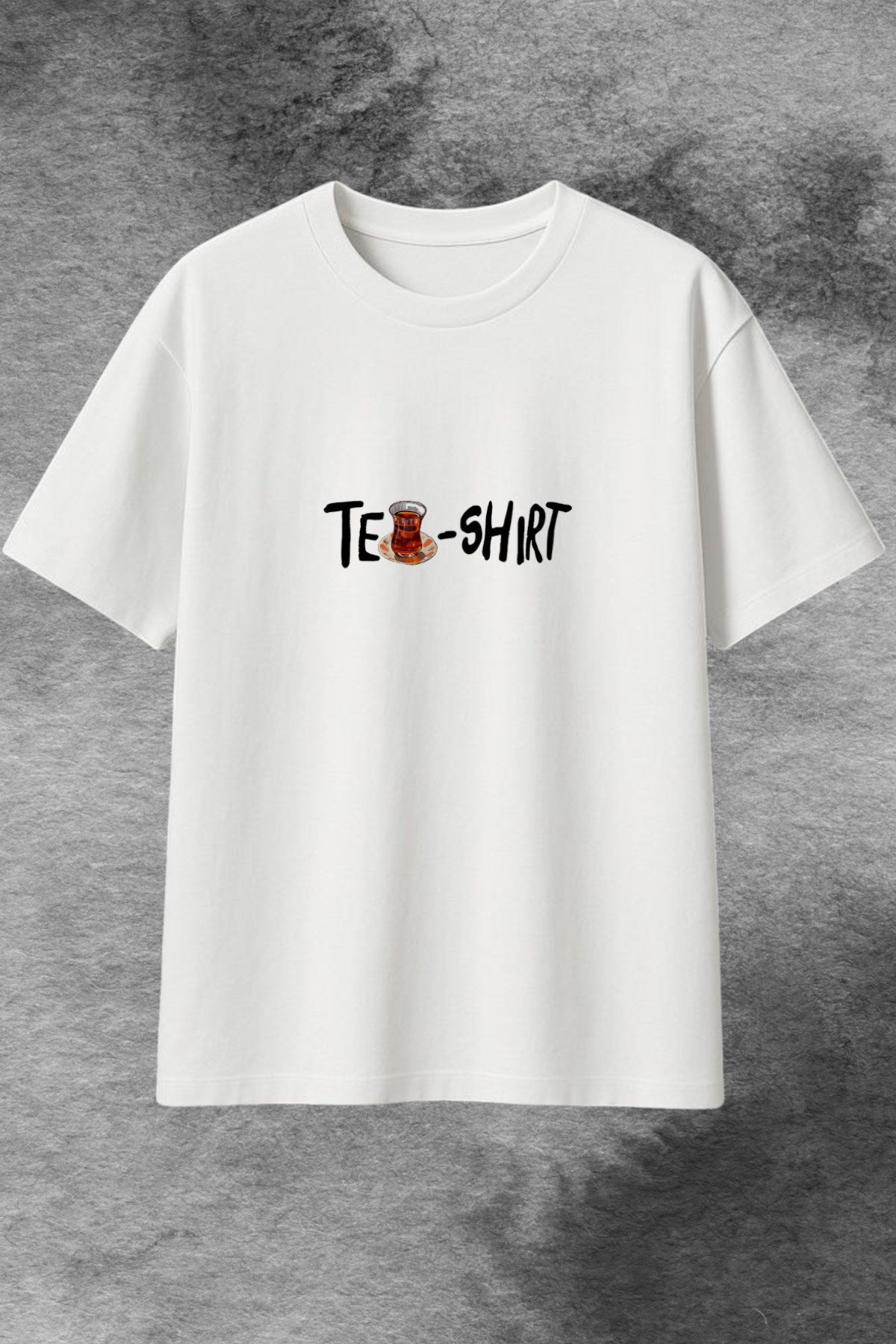 Kadın Oversize Tişört Tea-Shirt Baskılı Beyaz – Bisiklet Yaka, Rahat Kalıp, %100 Pamuk