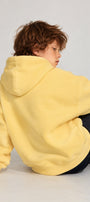 Erkek Çocuk Oversize Basic Hoodie Sweatshirt Sarı – Kapüşonlu, Kanguru Cepli, 3 İplik Polar