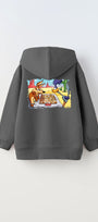 Kapüşonlu İçi Polar Satranç Cartoon Baskılı Füme Unisex Çocuk Hoodie Sweatshirt