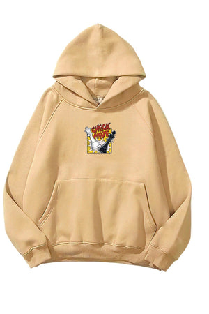 Kapüşonlu İçi Polar Satranç Cartoon Baskılı Bej Unisex Oversize Hoodie Sweatshirt