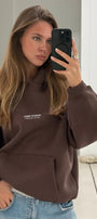 Kadın Oversize Sweatshirt Hoodie CHMP SUDIOS Kahverengi – Kapüşonlu, 3 İplik , Kanguru Cepli