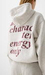 Gri  Unisex 98 Cherries Baskılı Main Charactery Enegy Only Yazılı Kapüşonlu Oversize Hoodie