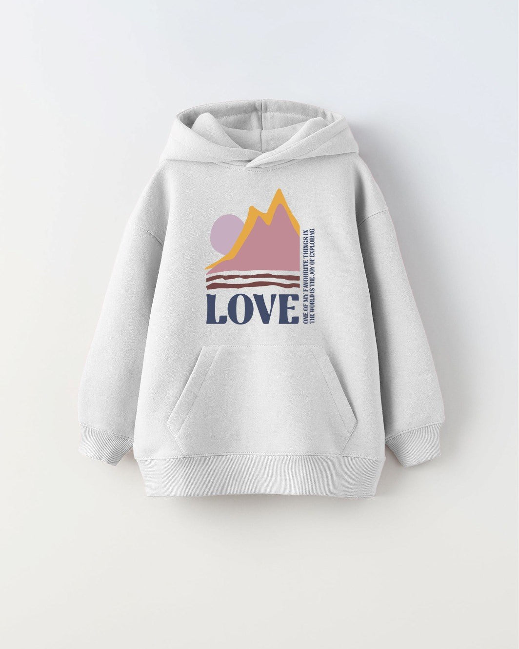 Kapüşonlu İçi Polar Love Yazı Baskılı Beyaz Unisex Çocuk Hoodie Sweatshirt