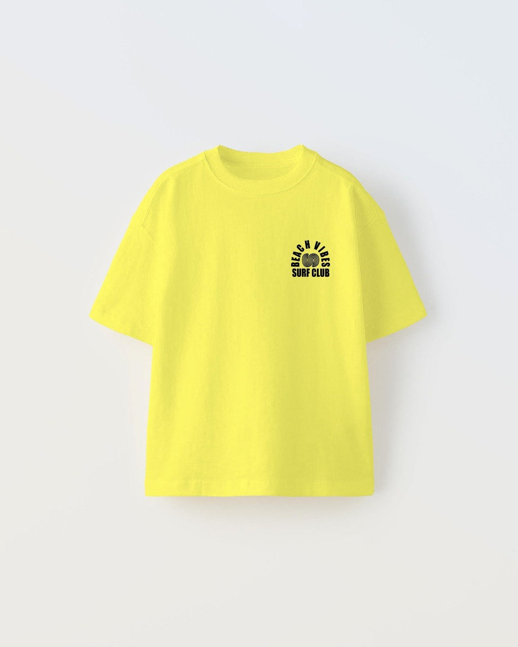 Beach Vıbes Surf Club Yazılı Ters S Tasarım Baskılı Sarı Çocuk T-Shirt