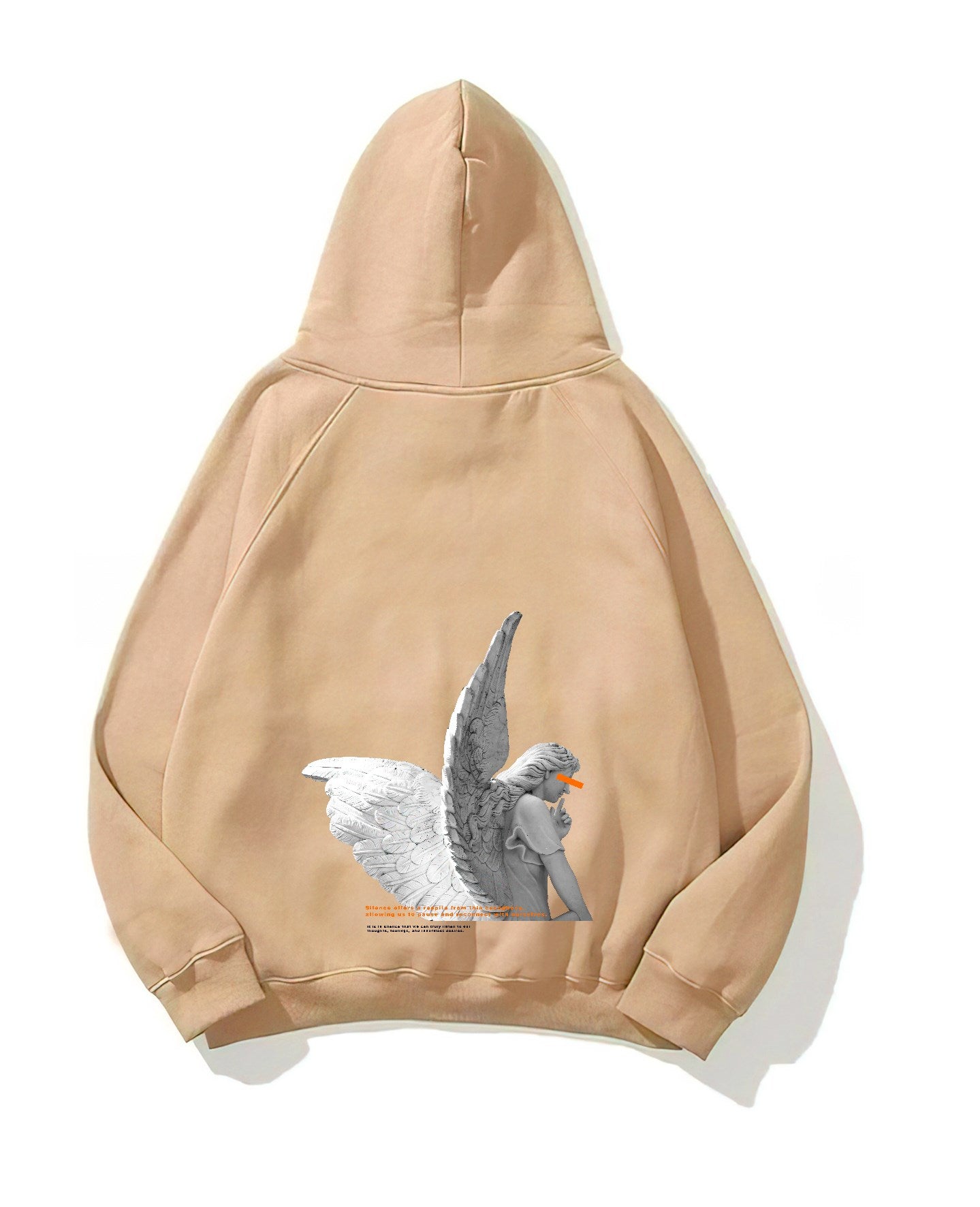 Kapüşonlu İçi Polar Art Work Heykel Baskılı Bej Unisex Hoodie Sweatshirt
