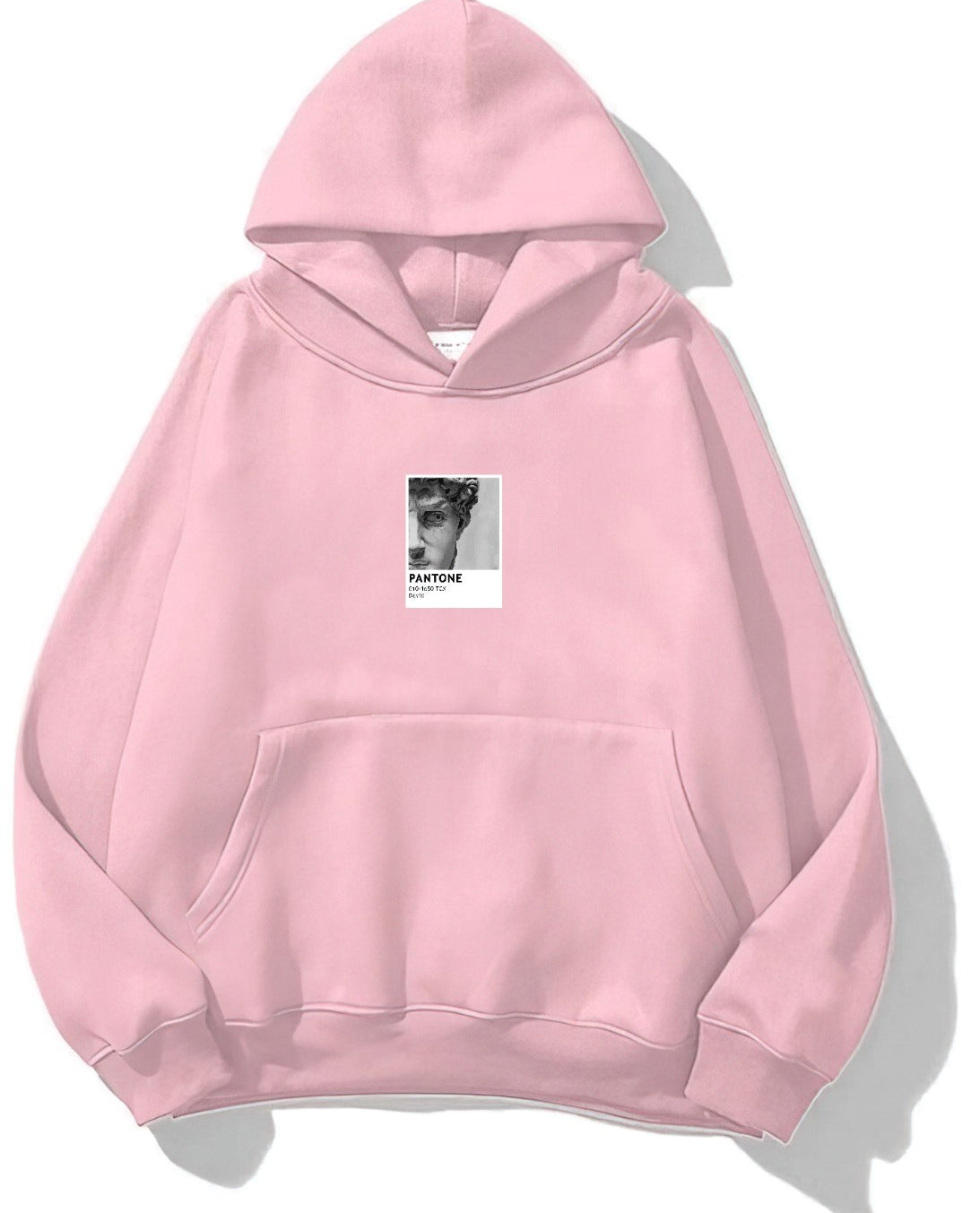 Kapüşonlu İçi Polar David Baskılı Pembe Unisex Oversize Hoodie Sweatshirt