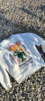 Kadın Oversize Sweatshirt Banana Tropical Baskılı Beyaz – Bisiklet Yaka, 3 İplik Şardonlu Polar