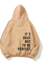 Kapüşonlu İçi Polar It's Okay Baskılı Unisex Bej Oversize Hoodie Sweatshirt