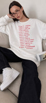 Kadın Oversize Sweatshirt Elbise More Love Baskılı Beyaz – Bisiklet Yaka, 3 İplik Şardonlu Polar