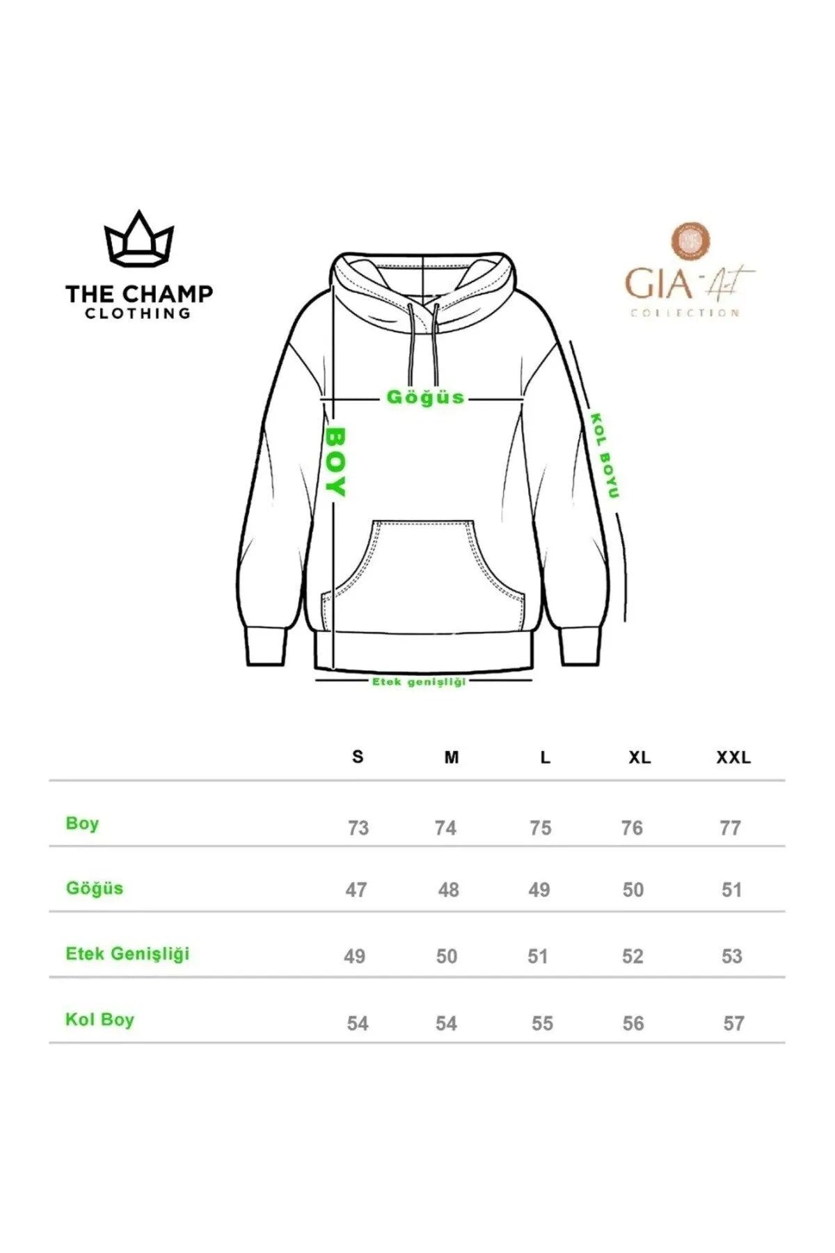 Gri Melanj Unisex Yüksek Baskılı Kapüşonlu Kanguru Cepli Oversize Hoodie