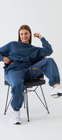 Unisex Oversize Eşofman Takımı Basic Marine – Bisiklet Yaka, Lastikli Paça, 3 İplik Şardonlu Polar