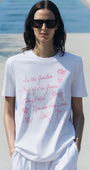 In The Garden Yazılı Fiyonk Baskılı Beyaz Kadın T-shirt