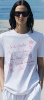 In The Garden Yazılı Fiyonk Baskılı Beyaz Kadın T-shirt