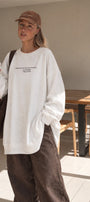 Kadın Oversize Sweatshirt Elbise Perfect Man Baskılı Beyaz – Bisiklet Yaka, 3 İplik Şardonlu Polar