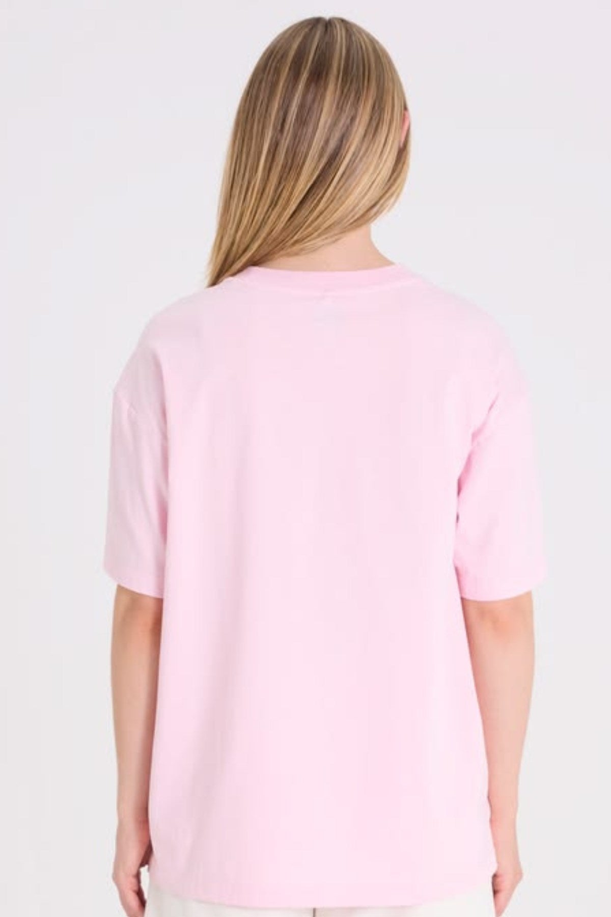 Kadın Oversize Tişört Spicy Lips Baskılı Pembe – Bisiklet Yaka, Rahat Kalıp, %100 Pamuk