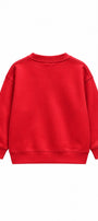 Kız Çocuk Oversize Sweatshirt Basic Kırmzı – Bisiklet yaka, 3 iplik şardonlu polar
