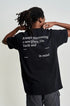 Bisiklet Yaka Discovery Baskılı Siyah Oversize Erkek T-shirt