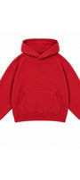 Kız Çocuk Oversize Basic Hoodie Sweatshirt Kırmızı – Kapüşonlu, Kanguru Cepli, 3 İplik Polar