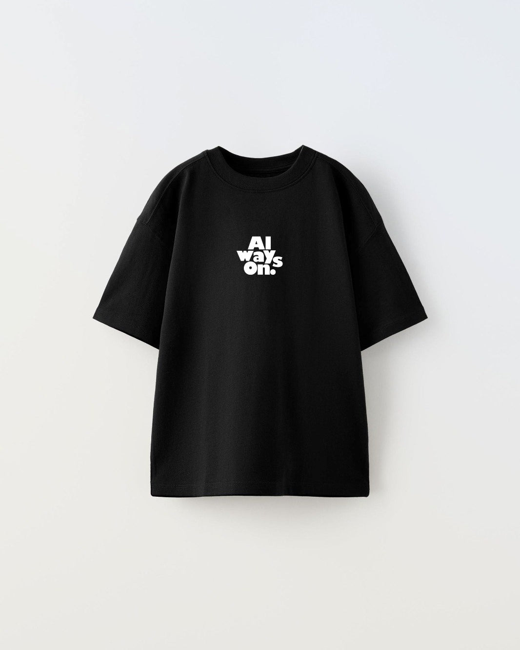 Always On Yazılı Futbol Tasarım Baskılı Siyah Çocuk T-shirt