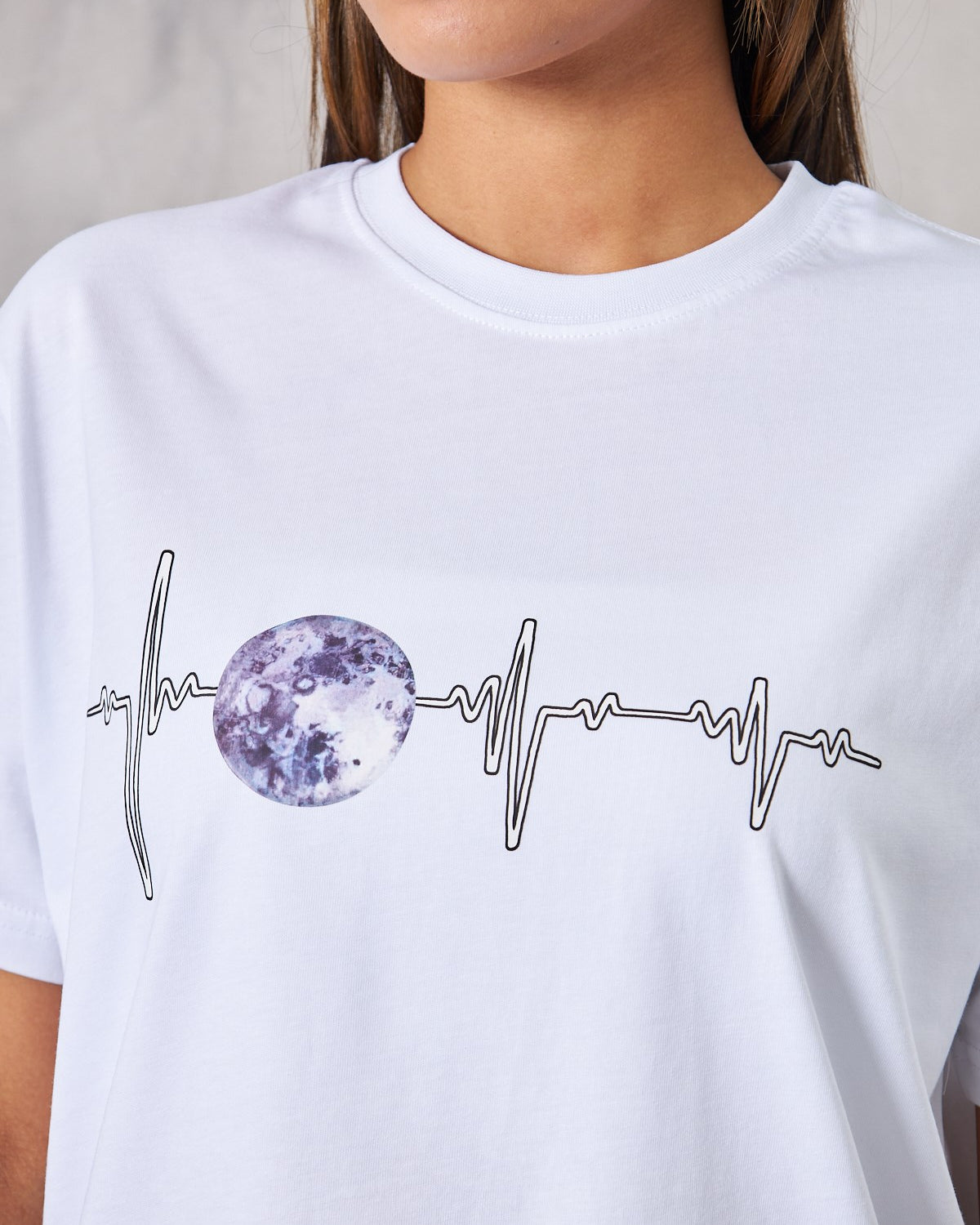 Ritim Tasarım Baskılı Beyaz Kadın T-Shirt