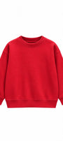Erkek Çocuk Oversize Sweatshirt Basic Kırmzı – Bisiklet yaka, 3 iplik şardonlu polar