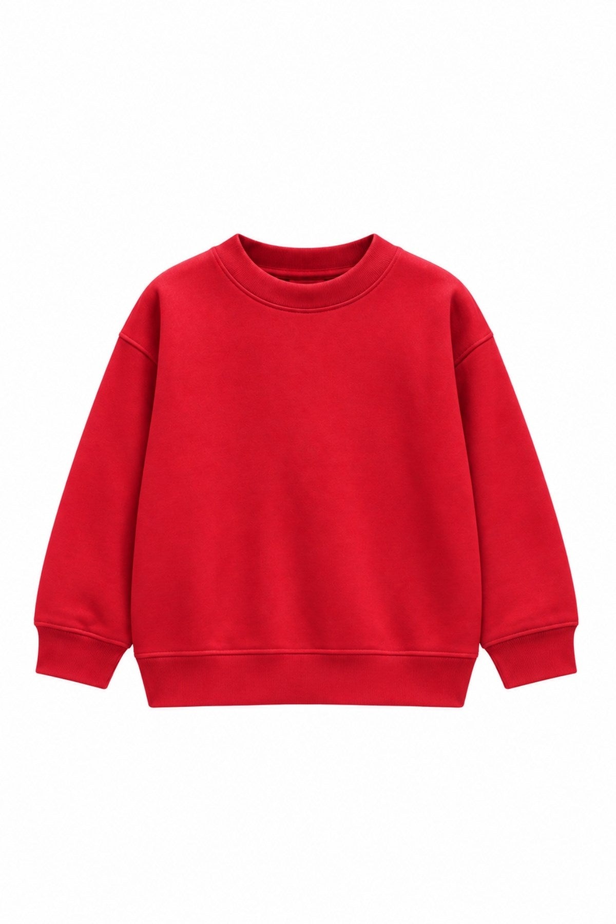 Erkek Çocuk Oversize Sweatshirt Basic Kırmzı – Bisiklet yaka, 3 iplik şardonlu polar