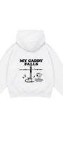 Erkek Çocuk Oversize Hoodie My Caddy Falls Baskılı Beyaz – Kapüşonlu, Cepli, 3 İplik Polar