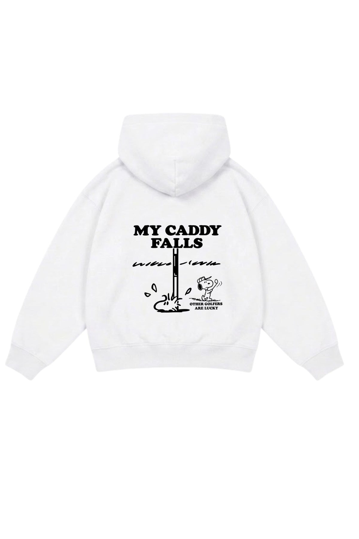 Erkek Çocuk Oversize Hoodie My Caddy Falls Baskılı Beyaz – Kapüşonlu, Cepli, 3 İplik Polar