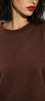 Kadın Oversize Sweatshirt Paris 3D Baskılı Kahverengi – Bisiklet Yaka, Kol ve Sırt Baskılı, 3 İplik