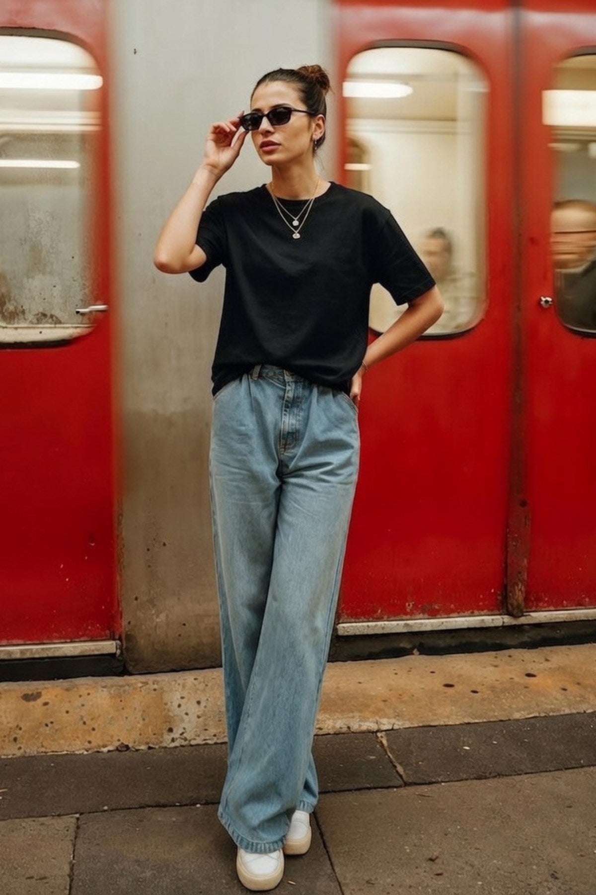 Kadın Oversize Basic Tişört Siyah – Bisiklet Yaka, Rahat Kalıp, Yazılık, %100 Pamuk