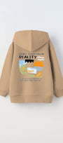 Kapüşonlu İçi Polar Shape Your Own Reality Baskılı Bej Unisex Çocuk Hoodie Sweatshirt