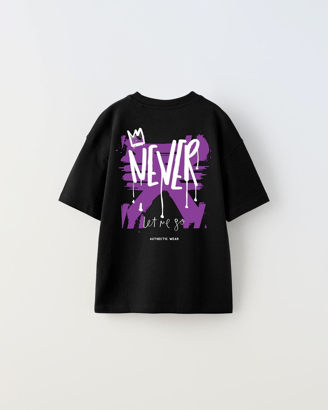 Never Let Me Go Yazılı Baskılı Siyah Çocuk T-shirt