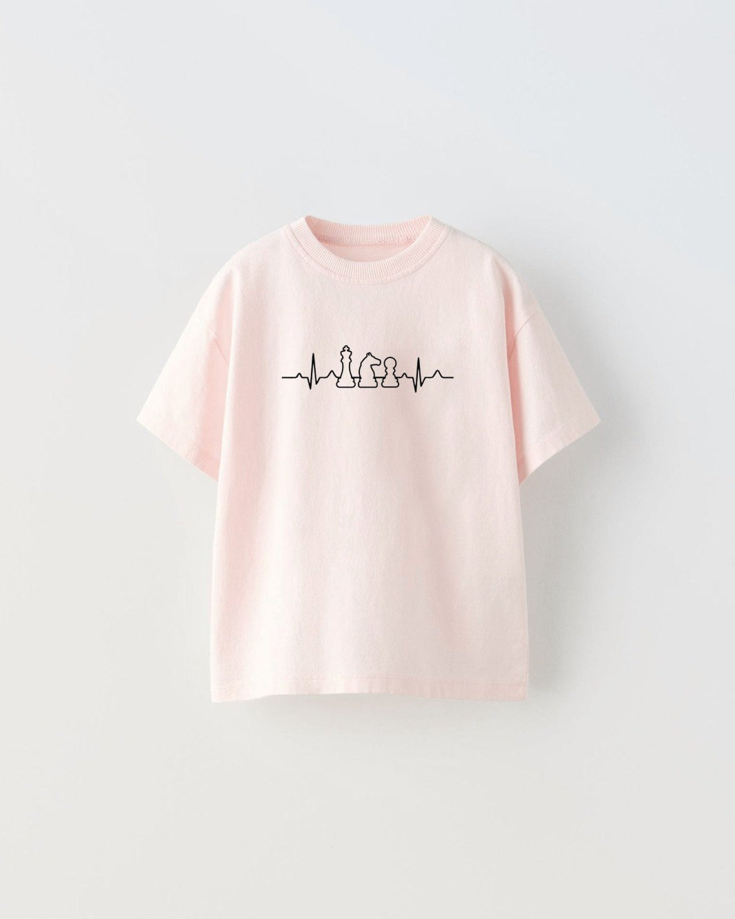 Satranç Ritim Tasarım Baskılı Pembe Çocuk T-Shirt