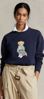 Kadın Oversize Sweatshirt Weekend Bear Baskılı Lacivert – Bisiklet Yaka, 3 İplik Şardonlu