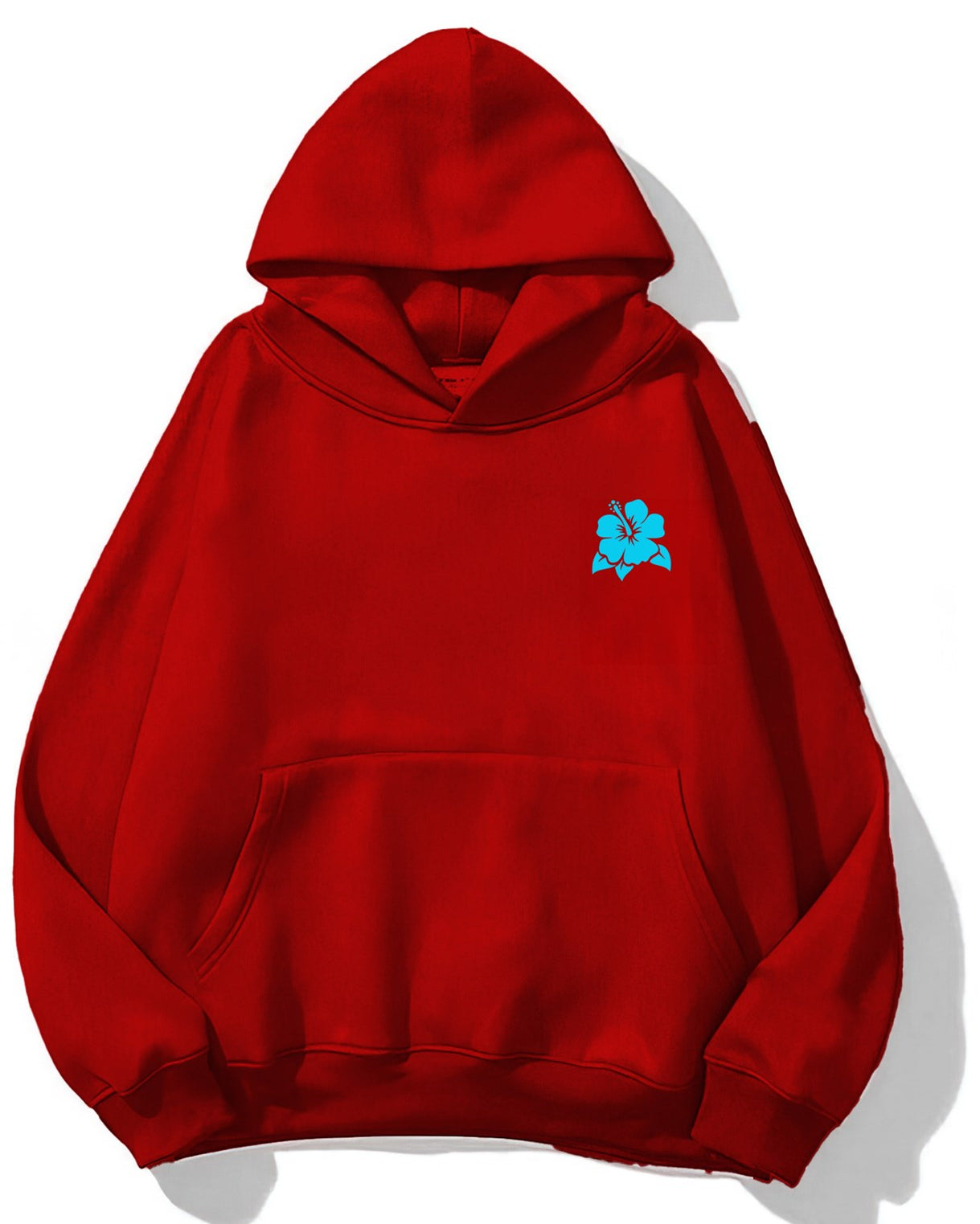 Kapüşonlu İçi Polar Hawaii Baskılı Kırmızı Unisex Oversize Hoodie Sweatshirt