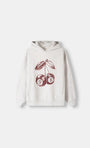 Gri  Unisex 98 Cherries Baskılı Main Charactery Enegy Only Yazılı Kapüşonlu Oversize Hoodie