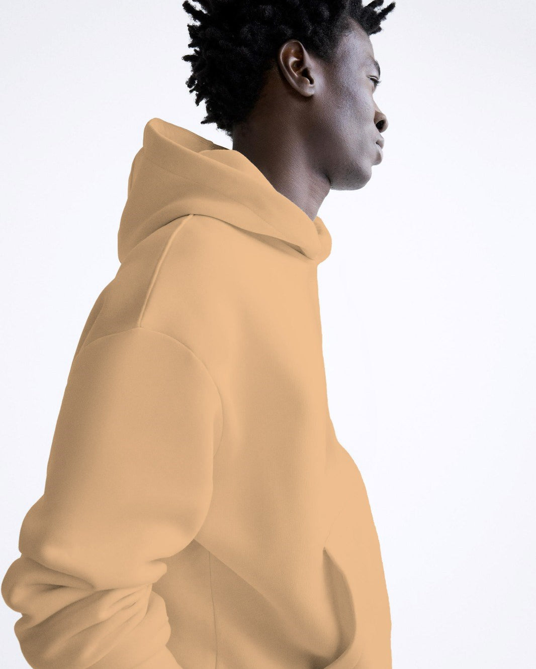 Kapüşonlu İçi Polar Bej Unisex Oversize Hoodie Sweatshirt