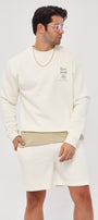 Bisiklet Yaka İçi Polar Move Ahead Yazı Baskılı Beyaz Oversize Sweatshirt