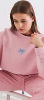 Kadın Oversize Sweatshirt How Lucky Are We Baskılı Pembe – Bisiklet Yaka, 3 İplik Şardonlu Polar