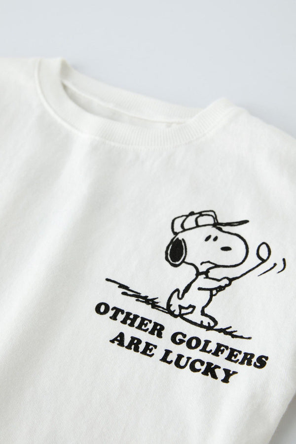 Other Golfers Are Lucky Yazılı Snoppy Tasarım Baskılı Beyaz Çocuk T-Shirt 