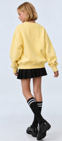 Kız Çocuk Oversize Sweatshirt Basic Sarı – Bisiklet yaka, 3 iplik şardonlu polar