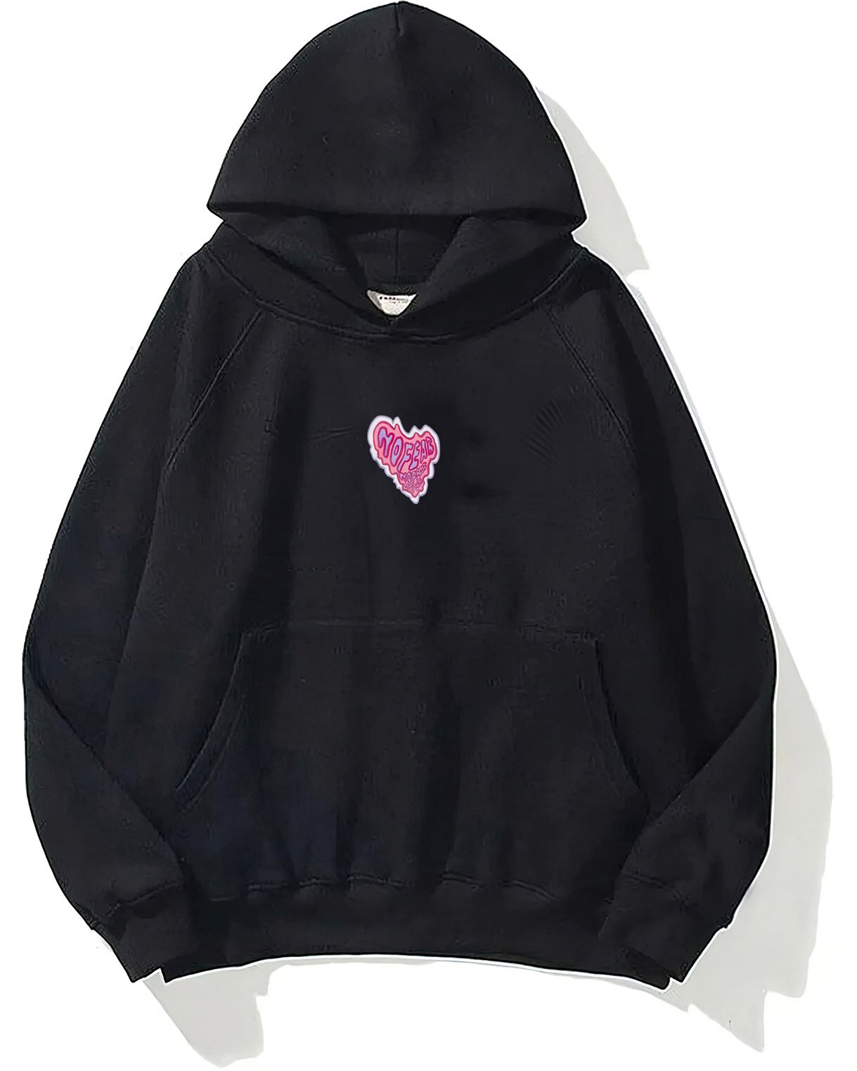 Kapüşonlu İçi Polar No Fear Baskılı Siyah Unisex Oversize Hoodie Sweatshirt