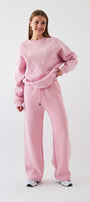Unisex Oversize Eşofman Takımı Basic Pembe – Bisiklet Yaka, Boru Paça, 3 İplik Şardonlu Polar