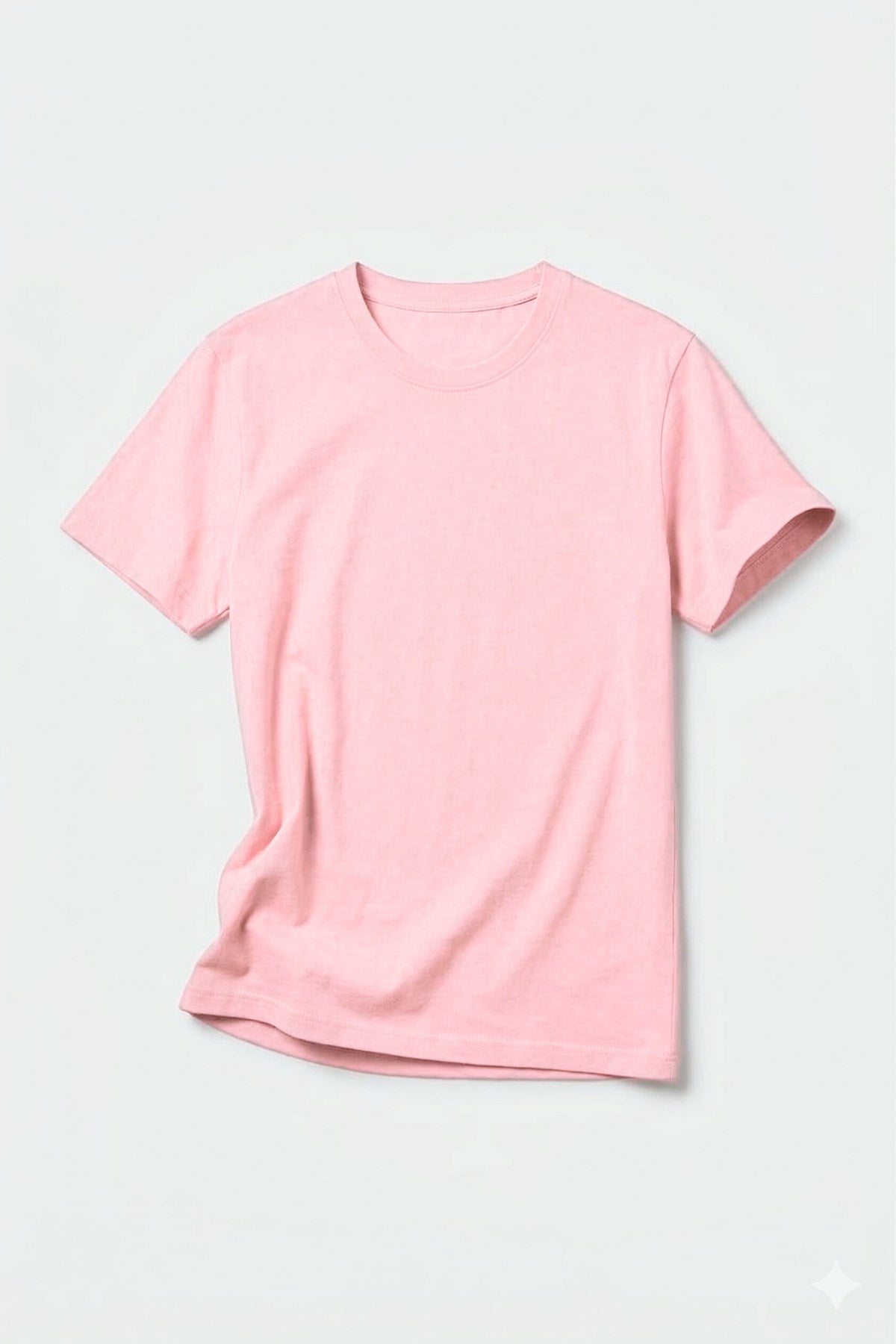 Kadın Oversize Basic Tişört Pembe – Bisiklet Yaka, Rahat Kalıp, Yazılık, %100 Pamuk