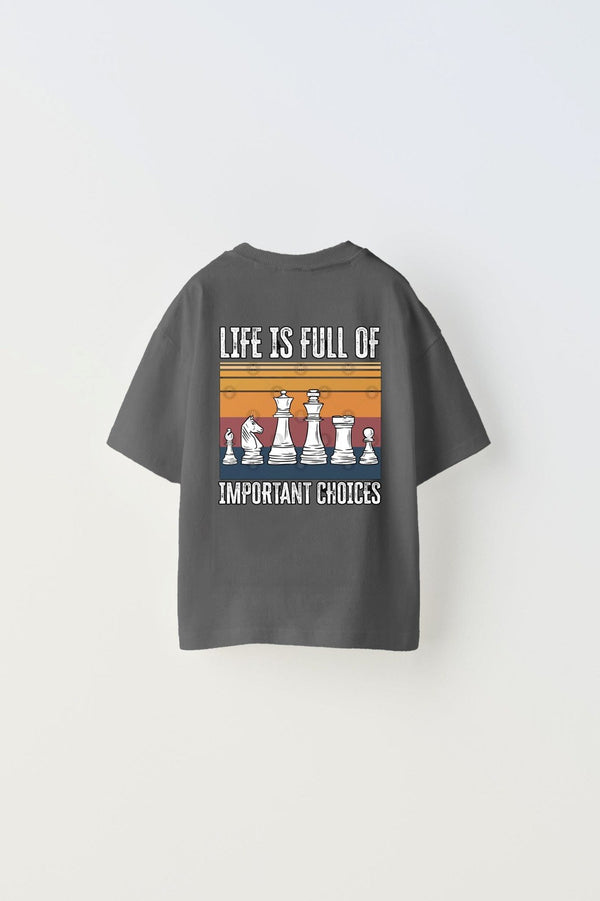 Life is Full Of Important Choices Yazılı Satranç Tasarım Baskılı Füme Çocuk T-Shirt